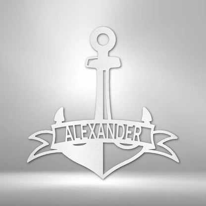 Fancy Anchor Banner - Steel Sign - USA Metal Signs