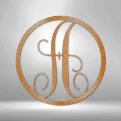 Fancy Initial Circle Monogram - Steel sign - USA Metal Signs