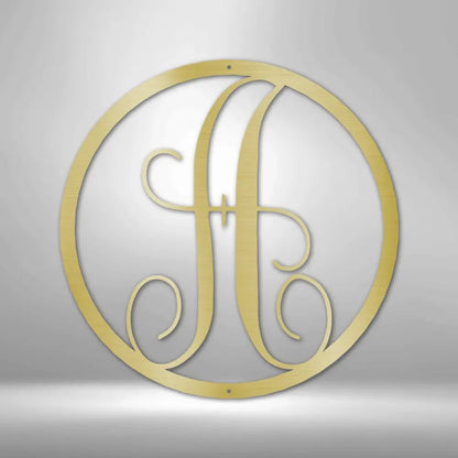 Fancy Initial Circle Monogram - Steel sign - USA Metal Signs