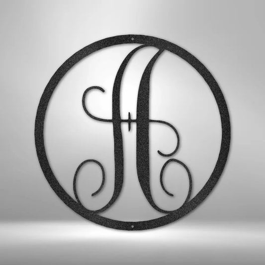 Fancy Initial Circle Monogram - Steel sign - USA Metal Signs