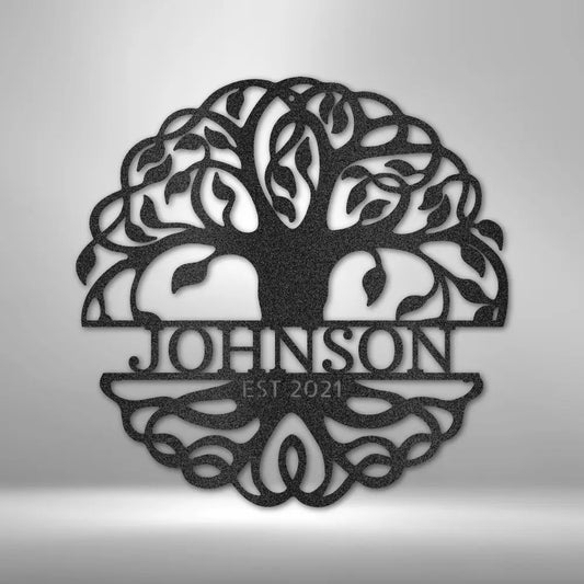 Fancy Tree of Life Monogram Sign - USA Metal Signs