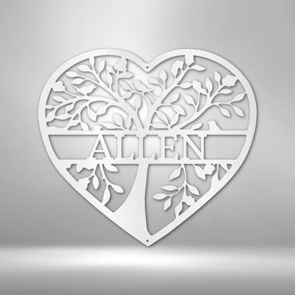 Loving Family Tree Monogram - Steel Sign - USA Metal Signs