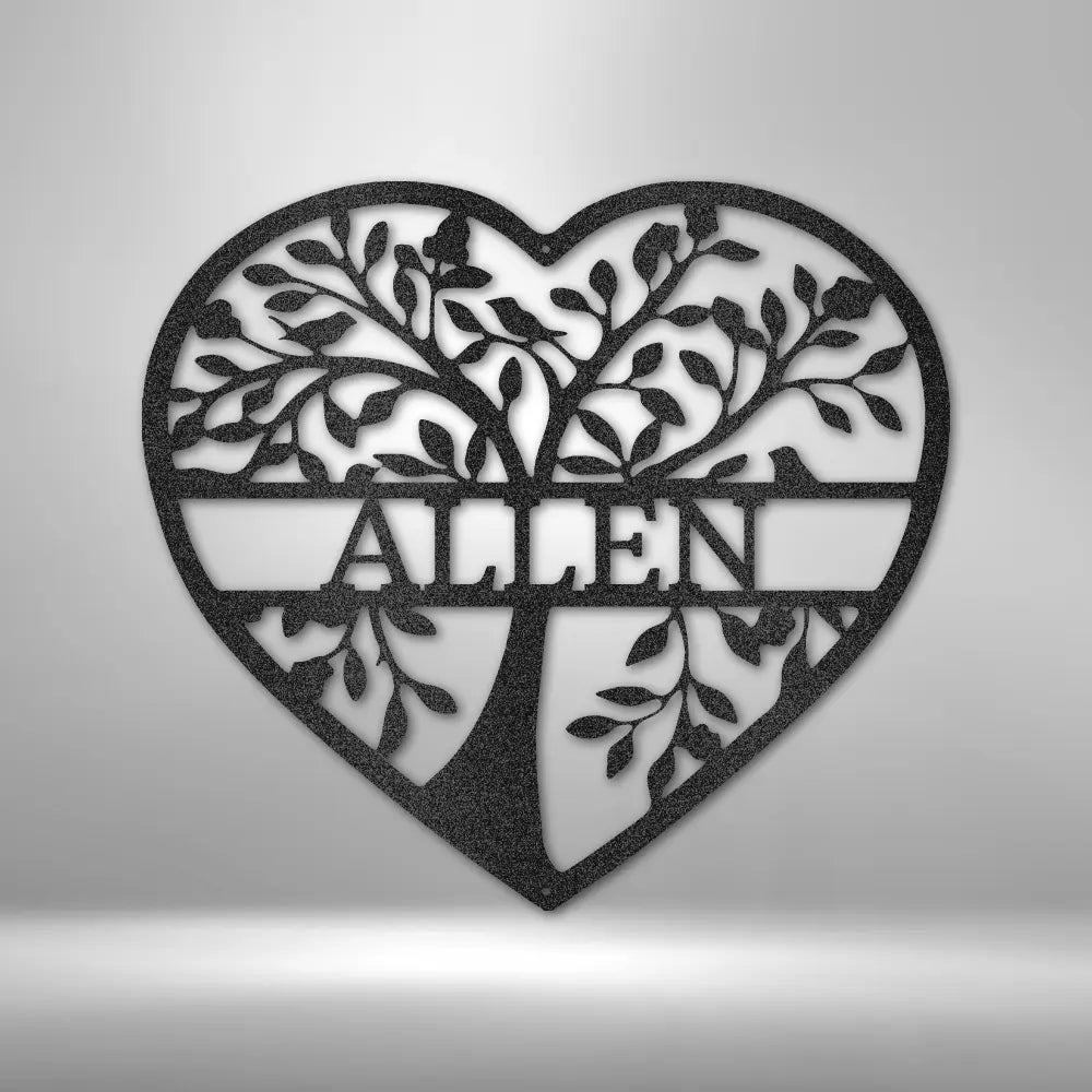 Loving Family Tree Monogram - Steel Sign - USA Metal Signs