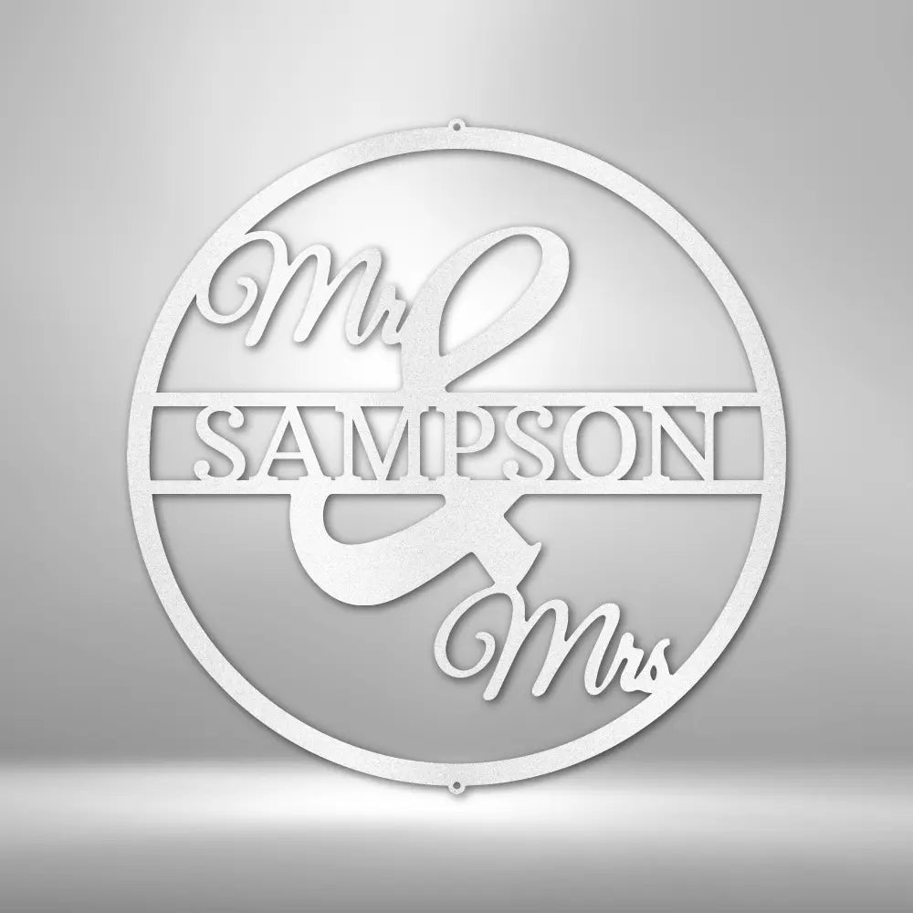 Mr and Mrs Circle Monogram - Steel Sign - USA Metal Signs