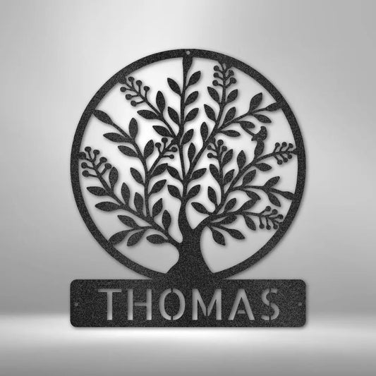 Simple Tree Monogram - Steel Sign - USA Metal Signs