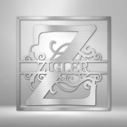 Split Square Monogram - Steel Sign - USA Metal Signs