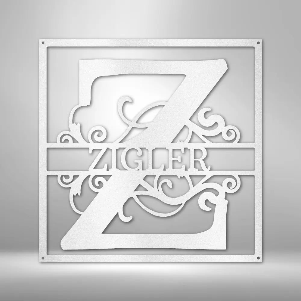 Split Square Monogram - Steel Sign - USA Metal Signs